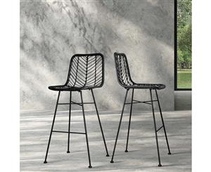 Artiss Wicker Bar Stools Outdoor Rattan Bar Stool Chairs Barstools Black Metalx2