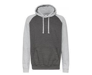 Awdis Just Hoods Adults Unisex Two Tone Hooded Baseball Sweatshirt/Hoodie (Charcoal/Heather Grey) - RW3928