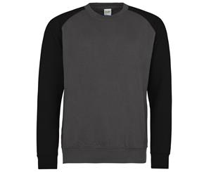 Awdis Mens Two Tone Cotton Rich Baseball Sweatshirt (Charcoal/Jet Black) - RW3929