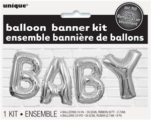 Baby Silver Foil Letter Balloon Kit 35.5cm