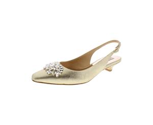 Badgley Mischka Womens Page II Leather Slingback Kitten Heels