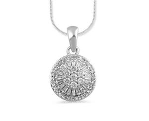 Bevilles 9ct White Gold 0.25ct Brilliant Diamond Necklace Pendant Circle