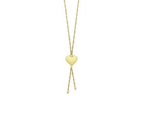 Bevilles 9ct Yellow Gold Silver Infused Singapore Chain Heart Necklace