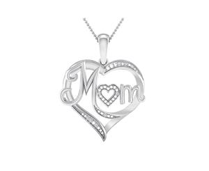 Bevilles Sterling Silver Diamond Set Mum Heart Necklace