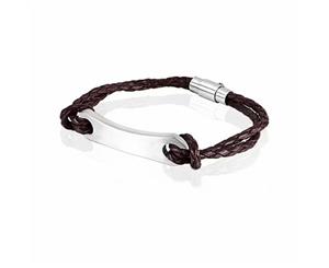 Bilayer Dermis Leather Weave Titanium Steel Bracelet Unisex Stainless Steel Bracelet Bangle