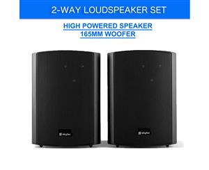 Black Passive Speakers Pair 6.5inch 120w Wall Mount Bracket 2 Way Bookshelf Stereo DJ PA