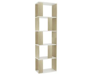 Book Cabinet/Room Divider White and Sonoma Chipboard Home Display Rack