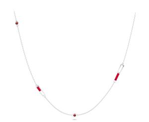 Boston Red Sox Ruby Chain Necklace For Women In Sterling Silver Design by BIXLER - Sterling Silver