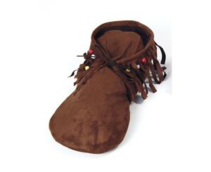 Bristol Novelty Womens/Ladies Hippie Leather Moccasins (Brown) - BN1761