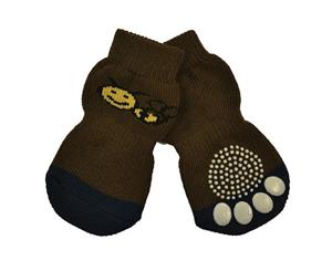 Brown Bee XX-Large Non-Slip Dog Socks - Pack of 4 Pet Socks (4.5x14cm) XXL