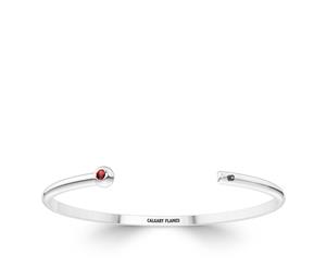 Calgary Flames Ruby Cuff Bracelet For Women In Sterling Silver Design by BIXLER - Sterling Silver