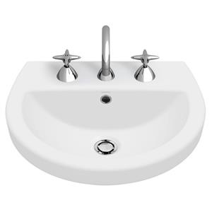 Caroma White Cosmo Semi Recessed Basin 3TH