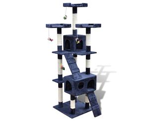 Cat Tree 170cm 2 Condos Dark Blue Pet Scratching Post Kitten Playhouse