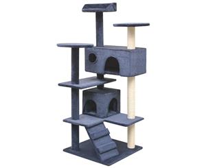 Cat Tree 67x67x125cm Dark Blue Scratching Post Scratcher Pole Pet Gym