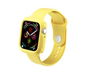 Catzon 2 in 1 Soft Silicone Watch Band For 40mm 44mm Apple Watch Watch Strap for iWatch 3 2 4 1-Yellow