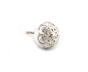 Cgb Giftware White With Silver Filigree Drawer Handle (White/Silver) - CB1485