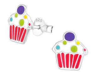 Children's Sterling Silver Cupcake Stud Earrings