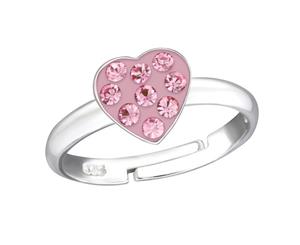 Children's Sterling Silver Light Rose Heart Adjustable Ring