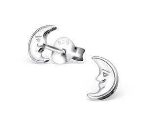 Childrens Sterling Silver Crescent Moon Earrings