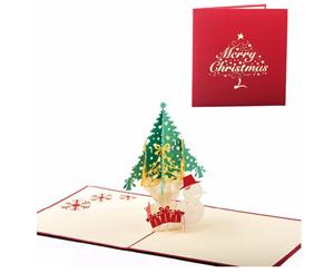 Christmas tree and snowman Pop Up Greeting Card