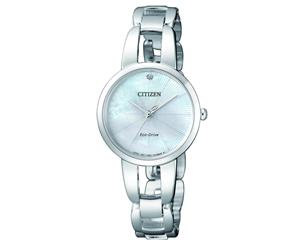 Citizen Women's 28mm Diamond Eco-Drive Watch Stainless Steel Watch - Silver/Mother of Pearl