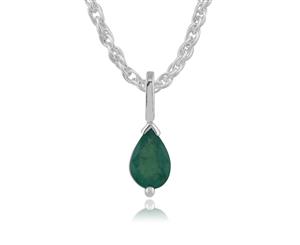 Classic Pear Emerald Pendant in 9ct White Gold