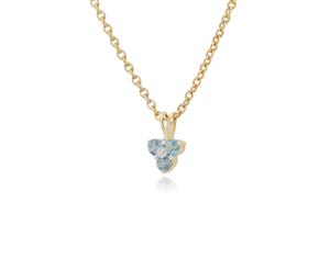 Classic Round Blue Topaz & Diamond Cluster Pendant in 9ct Yellow Gold