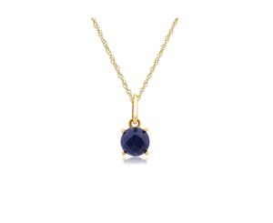 Classic Round Sapphire Checkerboard Pendant in 9ct Yellow Gold