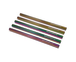 Cocktail Short Stainless Steel Straw Rainbow 120mm - 5 Pack