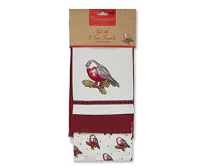 Cooksmart Christmas Red Robin Tea Towels