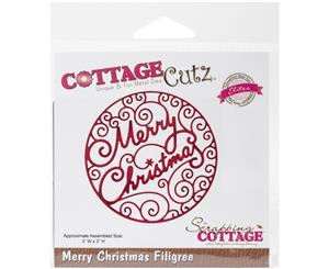 CottageCutz Elites Die-Merry Christmas Filigree 3&quotX3"