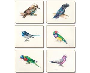 Country Inspired Kitchen AWAY WITH THE BIRDS Cinnamon Cork Backed Coasters Set 6 New