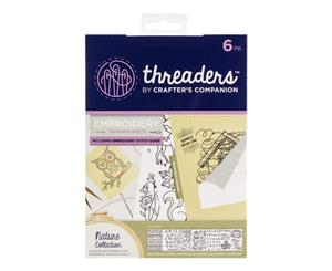 Crafters Companion Threaders Embroidery Transfer Sheets Nature Collection 8 inch X8 inch 6 pack