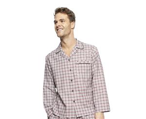 Cyberjammies 6406 Joseph Burgundy Red Mix Check Cotton Long Sleeve Pyjama Top