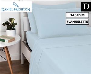 Daniel Brighton Flannelette Double Bed 145GSM Sheet Set - Pale Blue