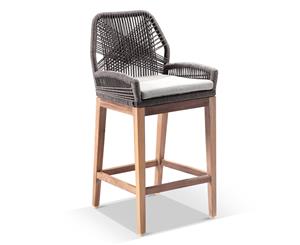 Darcey Outdoor Teak And Rope Bar Stool - Outdoor Teak Chairs