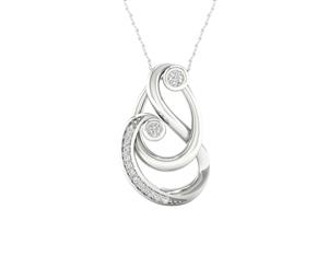 De Couer Sterling Silver Diamond Mom and Child Necklace (1/6CT TDW H-I Color I2 Clarity)