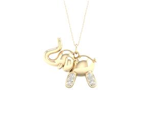 De Couer Sterling Silver Diamond Yellow Gold Plated Balloon Elephant Pet Necklace (1/10CT TDW H-I Color I2 Clarity)