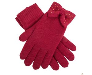Dents Women's Knit Fleece Lined Gloves - Berry