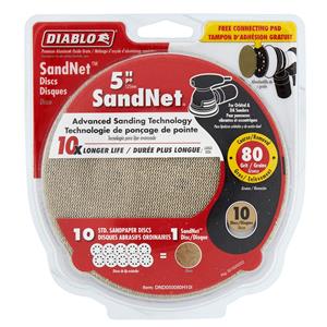 Diablo 125mm 80-Grit Velcro Sanding Net Disc w.Connection Pad - SandNet - 10 Piece