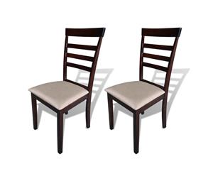 Dining Chairs 2 pcs Solid Wood Brown and Cream