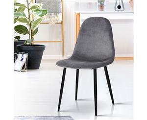 Dining Chairs Armchair Velvet Seat Cafe Modern Iron Legs Dark Grey x4