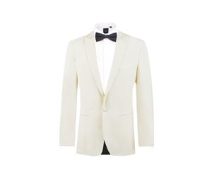 Dobell Mens White Tuxedo Dinner Jacket Slim Fit Peak Lapel