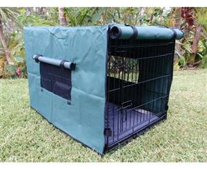 Dog Crate Pet Cage Cat Metal Pen Collapsible with Green Cover