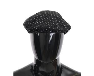 Dolce & Gabbana Black Polka Dot Cotton Stretch Newsboy Hat