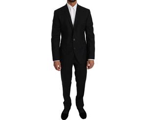 Dolce & Gabbana Black Wool Silk 2 Piece Slim Fit Suit