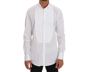 Dolce & Gabbana White Cotton Slim Gold Formal Shirt