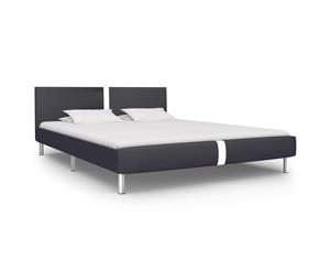 Double Bed Frame Black Upholstered Bed Platform Base Bedroom Furniture