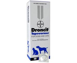 Droncit Tabs Tapewormer 50mg Praziquantel Animals Dogs 100s - (D8000)