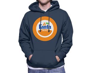 Fanta Orange 1980s Retro Circle Logo Men's Hooded Sweatshirt - Navy Blue